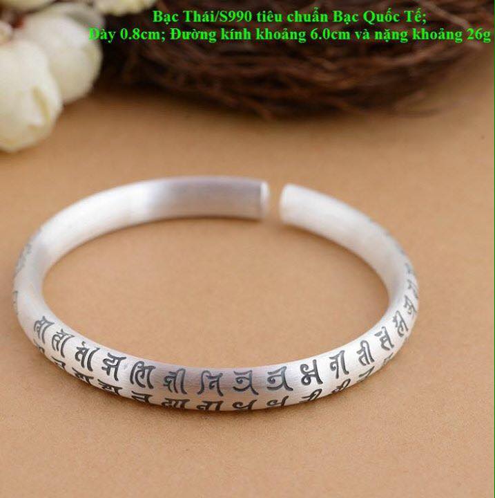 Vòng tay bạc khắc Tâm Chú Lăng Nghiêm OMN1053 HẾT HÀNG